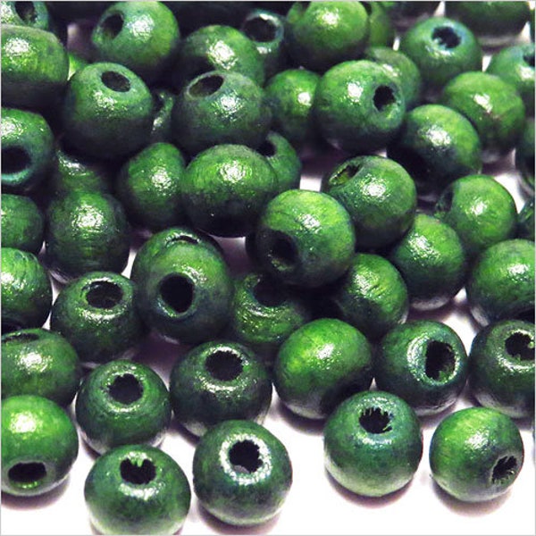 Perle rotonde in legno 6mm Verde quantità a scelta 100, 500, 1000