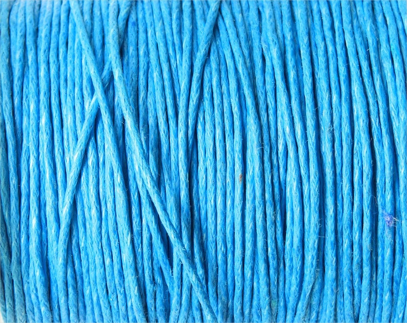 Cordon Coton Ciré 0.8mm ou 1mm Couleur au choix Bleu Ciel