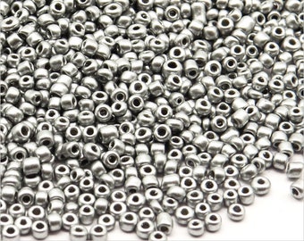 Perles de Rocailles en verre Opaque 2mm (12/0) Argenté 20g Environ 1600 pcs