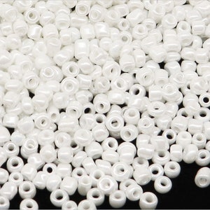 Rocailles in vetro opaco 2mm (12/0) Bianco lucido 20g Circa 1600 pz