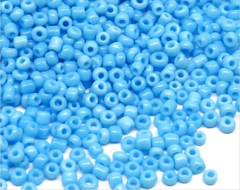 Rock Beads Opaque Glass 2mm (12/0) Sky Blue 20g About 1600 pcs