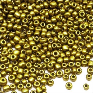 Perline in Vetro Opaco da 2 mm (12/0) Oro Scuro 20 g Circa 1600 pz.