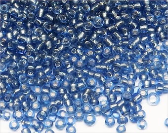 Glass Seed Beads 2mm Silver Lined pastel blue, 20g About 1600 pcs