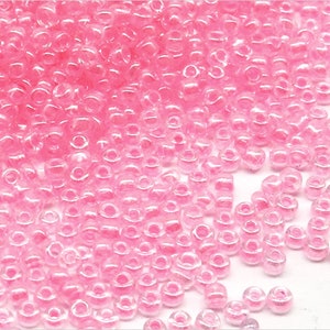 Rockery Beads 2mm Light Pink Vetro Trasparente 20g Circa 1600 pz