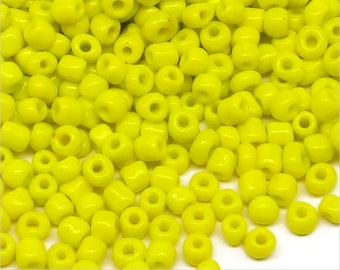 Perles de Rocailles 4mm en verre Opaque Jaune citron 20g Environ 250 pcs