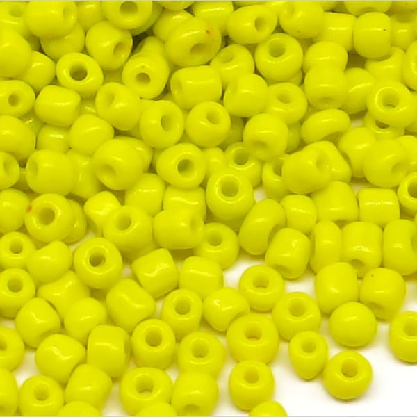 Perles de Rocailles 4mm en verre Opaque Jaune citron 20g Environ 250 pcs