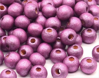 Perles Rondes en Bois 8mm Lilas pour Création de Bijoux quantité au choix 100, 500, 1000 pcs