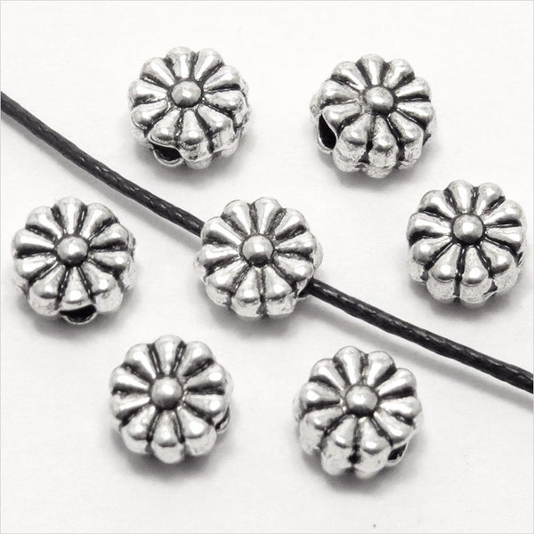 Lot de 20 perles Fleurs en Métal style Tibétain 6x3mm