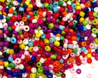 Lot de  Perles de Rocailles en Verre Opaque 2mm Mélange de couleurs 100g env. 8000 perles