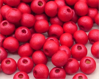 Perles Rondes en Bois 8mm Rouge Framboise pour Création de Bijoux quantité au choix 100, 500, 1000 pcs