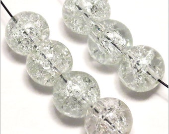 30 Runde Perlen 8mm Transparent Glas geknackt für Schmuckkreation