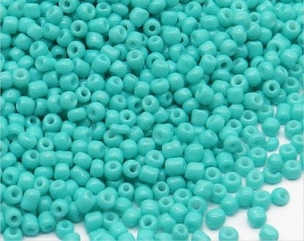 Perles de Rocailles en verre Opaque 2mm (12/0), Bleu-Vert Pâle, 20g Environ 1600 pcs