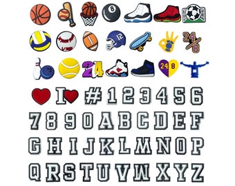 60 Pcs Letters Numbers and Sports Charms for Croc Shoe Charms | Shoe Accessories |Baseball Shoe charms | Shoe Charm