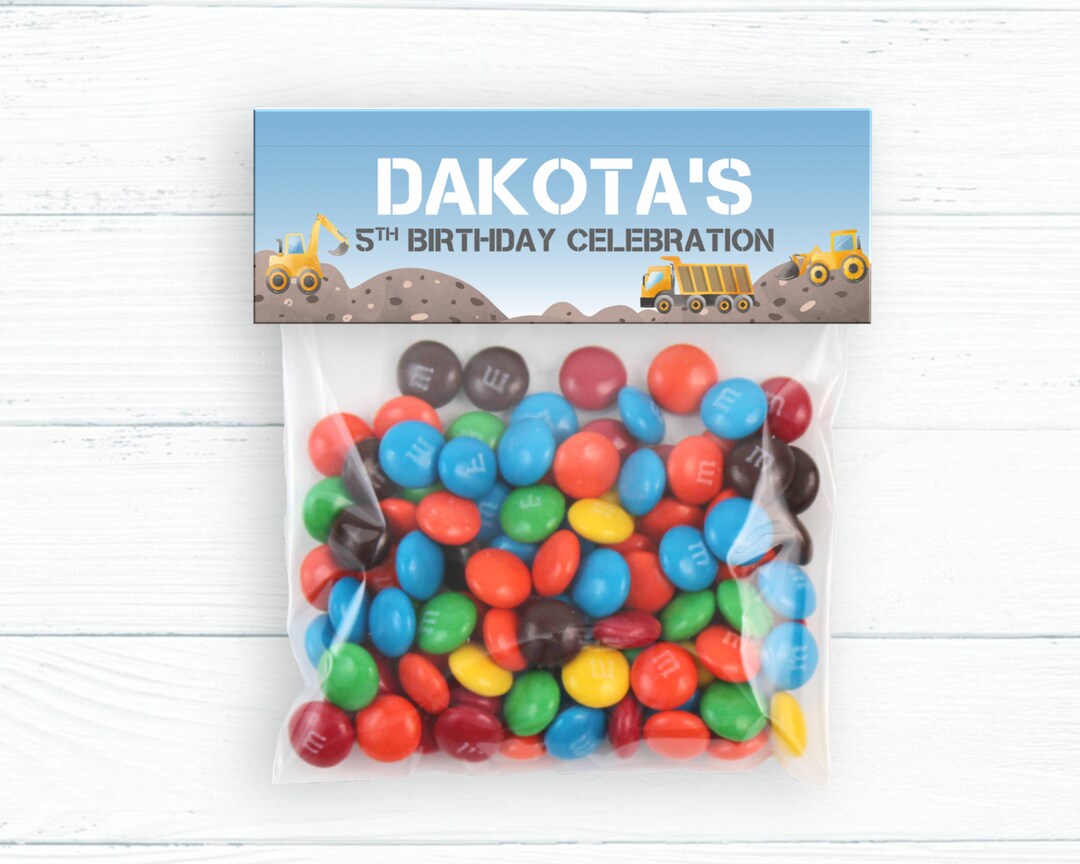 Editable Construction Treat Bag Topper, Construction Goodie Bags ...