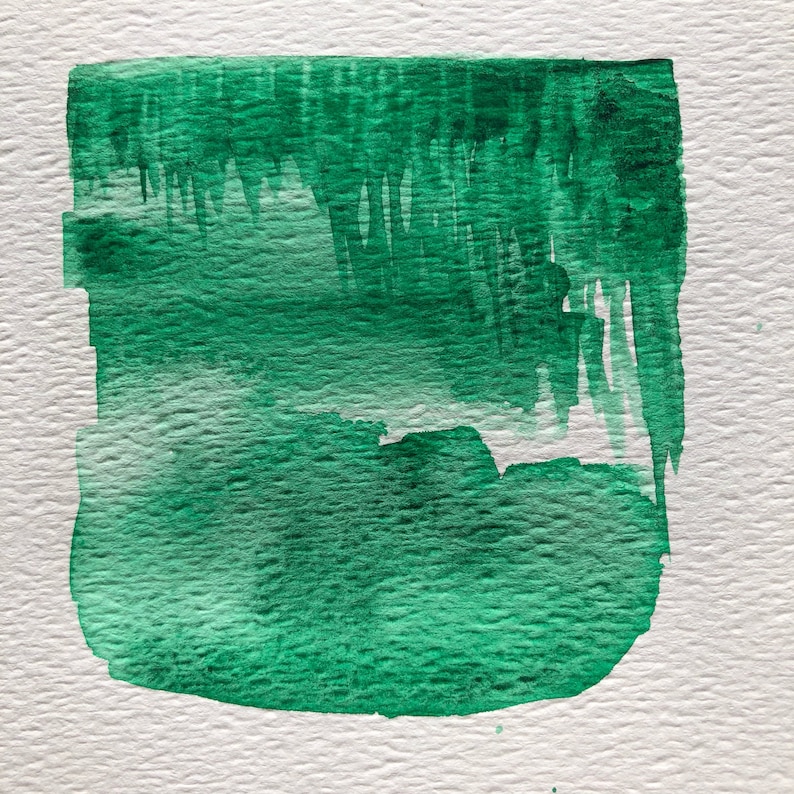 half pan Phthalo Green Watercolor Paint Yellow-leaning Bright Green with Dark Agglomeration -- Handmade Watercolour in 3d Printed Pan
