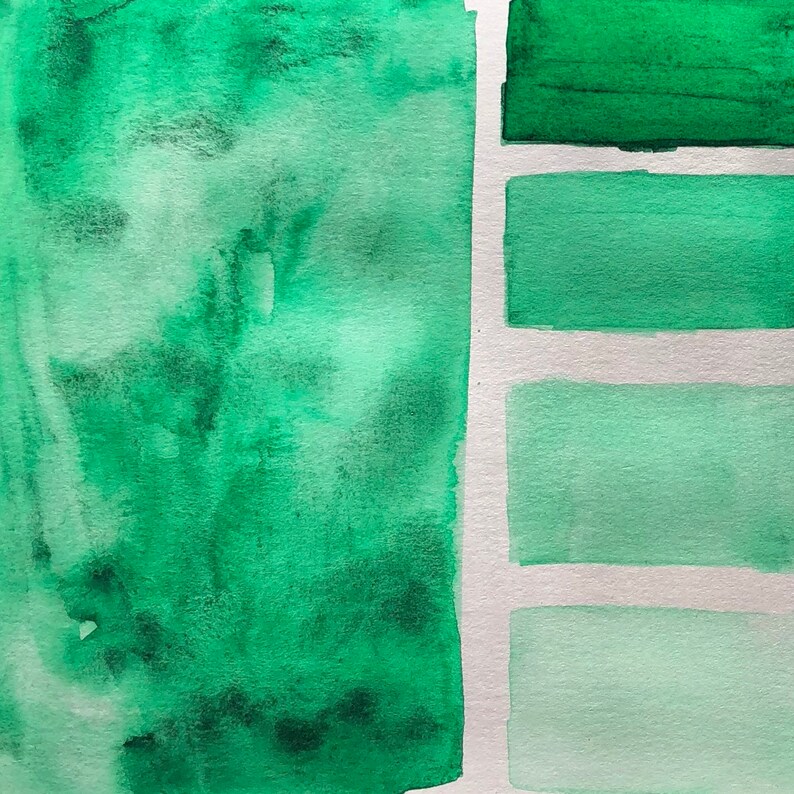 half pan Phthalo Green Watercolor Paint Yellow-leaning Bright Green with Dark Agglomeration -- Handmade Watercolour in 3d Printed Pan