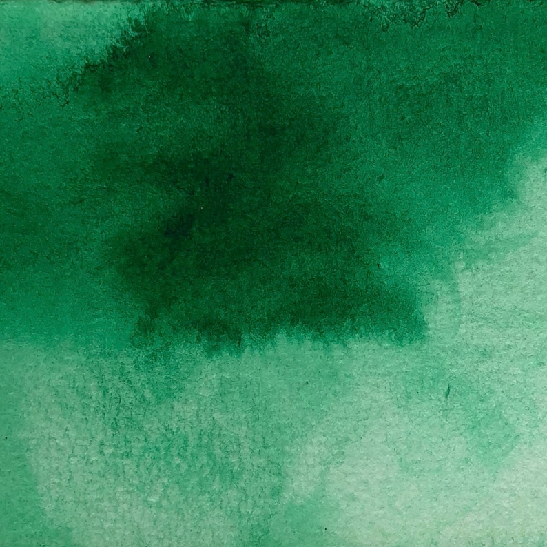 half pan Phthalo Green Watercolor Paint Yellow-leaning Bright Green with Dark Agglomeration -- Handmade Watercolour in 3d Printed Pan