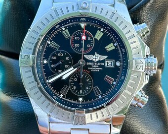 Breitling Super Avenger 48 mm esfera negra A13370, regalo para él, regalo para amante.