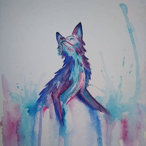 Blue fox watercolour