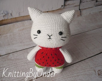 Crochet cat plush toy, White stuffed cat, Cat plushie, Cat lovers gift, Cat stuffed doll