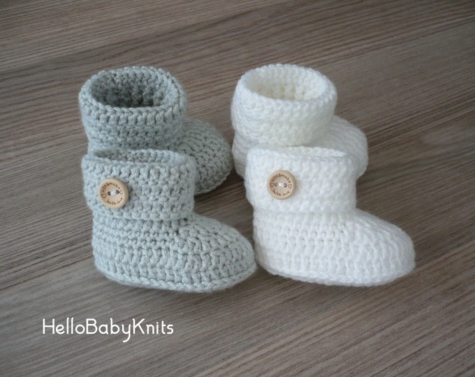 2 Pairs of Crochet Baby Booties, Newborn shoes, Twin baby gift, Baby announcement