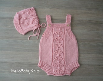 Knit baby girl romper, Toddler girl outfit, First birthday gifts, Baby girl outfit knit romper with hat