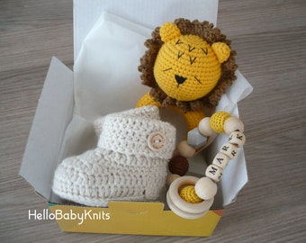 Newborn boy gift box, Congrats on baby, Personalized Newborn gift, Baby boy shower gift, Safari baby shower