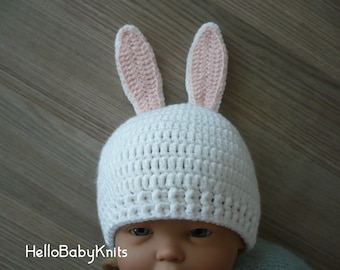Crochet bunny hat, Bunny ears hat, Bunny beanie, Bunny bonnet, Rabbit hat, Crochet baby hat, Easter hat, Newborn beanie