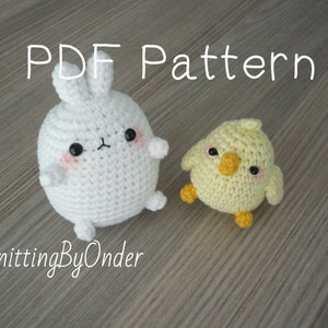 PDF Pattern Molang & Piu Piu Crochet pattern amigurumi stuffed toys Easter souvenir bunny and chicken