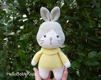 Crochet bunny plushie, Rabbit lover gift, Cute Bunny stuffed animal, Bunny doll nursery toy, Stuffed Easter bunny