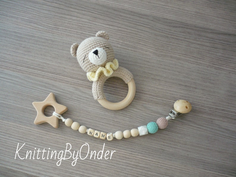Custom baby boy gift New baby gift Teddy bear baby gift Name pacifier clip with booties