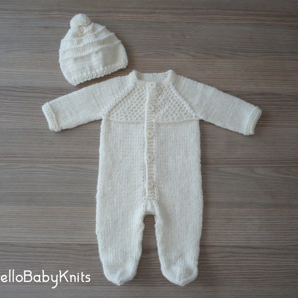 Knitted newborn boy outfit, Baby boy romper, Newborn boy gift, Take home outfit, Baby onsie, Going home outfit