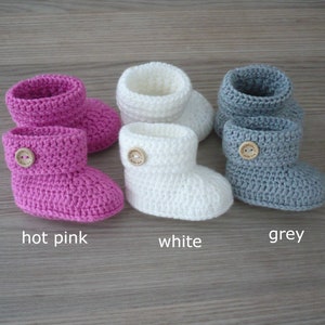 Crochet baby booties, Baby crib shoes, Newborn baby booties, Unisex baby shoes, New baby gift Hot pink