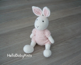 Crochet bunny plushie, Rabbit lover gift, Cute Bunny stuffed animal, Bunny doll nursery toy