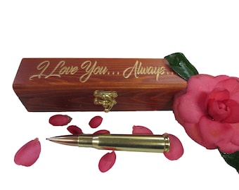 7th Anniversary Gift for Men | Bullet Pen & Engraved Gift Box | Great Custom Personalized gift for Military, Bronze or Copper Anniversary