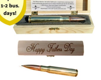 Manly Father's Day Gift | 50 caliber Bullet Pen | Customized Gifts for Dad | Best Engraved Gift Box | Cool Unique Personalized Present