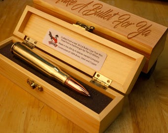 Birthday Gifts for him | Husband Bullet Pen & Gift Box | Personalized | Handmade, boyfriend or Mens Birthday gift Brass Honcho