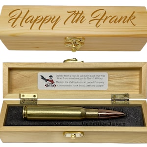 Regalo de 7.º aniversario para hombre / Bolígrafo bala y caja de regalo / Regalo único para el 7.º aniversario de cobre / Regalos personalizados grabados para esposo