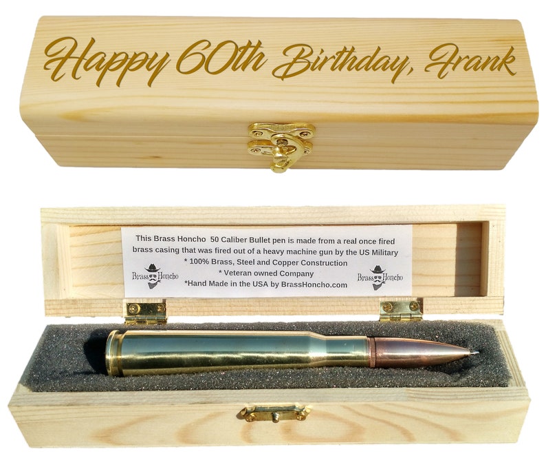 60th birthday gift for men  Bullet Pen in Engraved Box  image 1