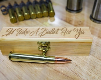 5th Anniversary Gifts Wood | Bullet Pen & Engraved Box | Unique Personalized, 5 year | Husband Manly Custom Handmade Present Desk Ideas