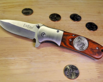 Georgia State Coin Pocket Knife | Engraved Personalized Award Gift | Real Wood Engraved Gift Box