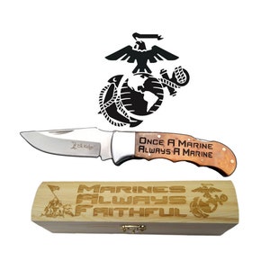 US Marine Corps Gifts for Him | USMC pocket knife | SEMPER Fi Personalized engraved Knife - Anniversary for Marine