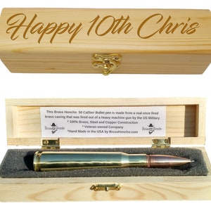 10 year anniversary gift for Husband - Surprise Tin Gift For Him | Bullet pen & Engraved Box | Personalized Wedding 10th Anniversary Present
