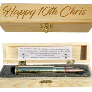 10 year anniversary gift for Husband - Surprise Tin Gift For Him | Bullet pen & Engraved Box | Personalized Wedding 10th Anniversary Present