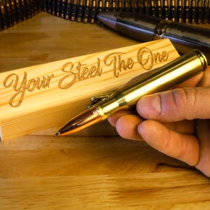 7th Anniversary Gift for Men | Bullet Pen & Engraved Gift Box | Great Custom Personalized gift for Military, Bronze or Copper Anniversary