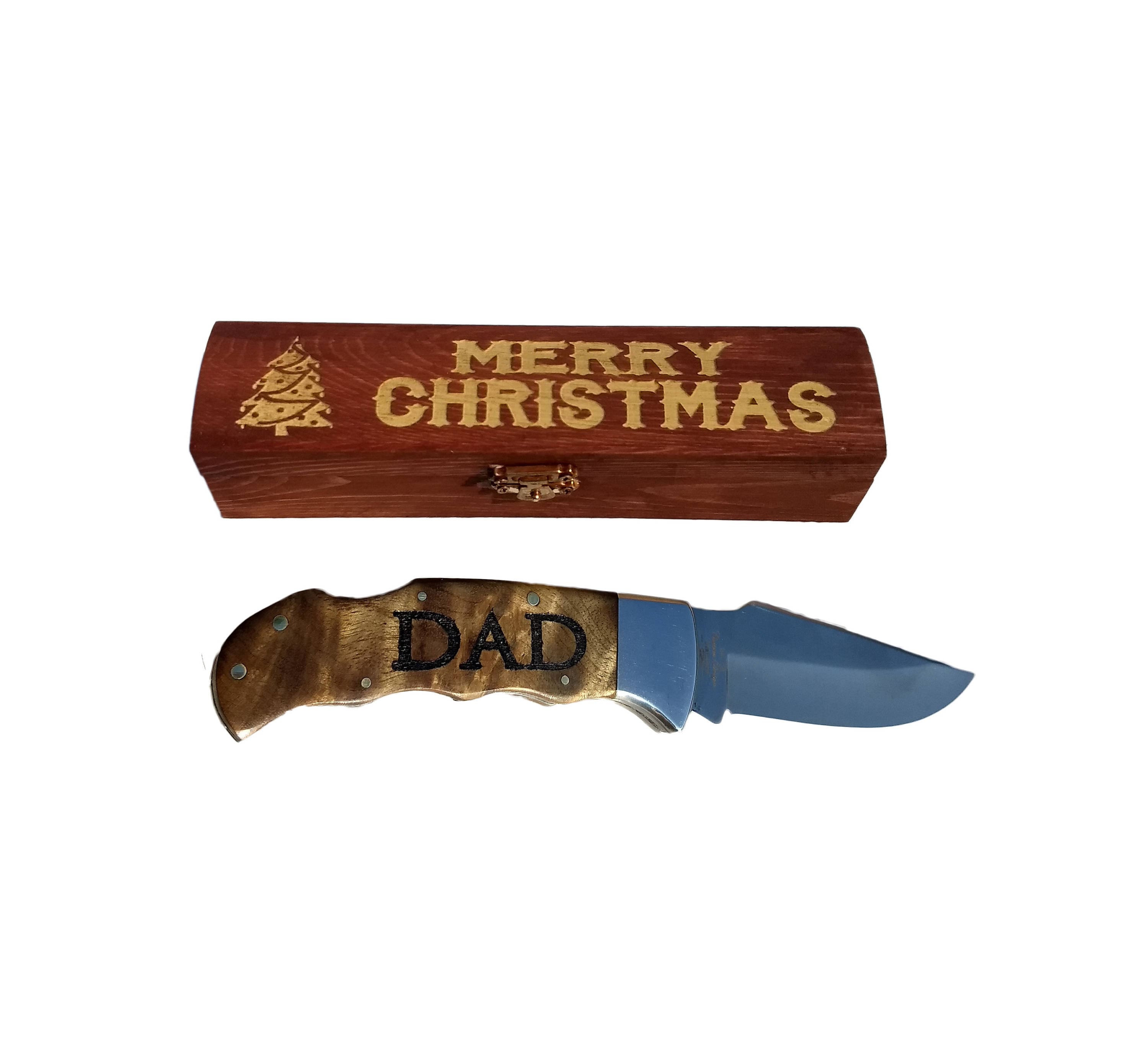 Personalized Merry Christmas Pocket Knife Gift Wrapped Etsy