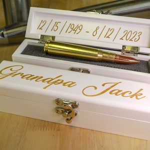 Bullet Urns For Human Ashes | Manly Dad Cremation Urn Set | 50 Cal Bullet - Brass Urn - Military, Police, Marine Personalized Memory Urn