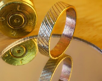Unique Mens Wedding Band | Ring Made From A Real Bullet | Personalized Engraved box - Rustic Viking Design