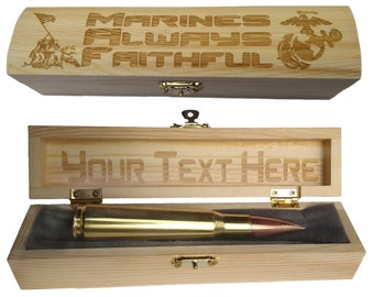 Marine Gifts for Men | USMC Bullet Pen | & Custom Engraved Gift Box Birthday Present - Boyfriend Gift, Marine Flag symbol US Marine Corps