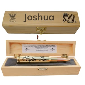 US Navy Gift for Men | Navy Bullet Pen & Engraved Gift Box | Personalized military gifts for men, gifts for him